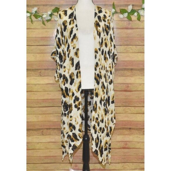 Marcus Adler Long Cheetah Print Boho Kimono Cardigan Cover Up Womens One Size - Picture 6 of 12